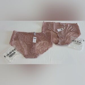 2 - SOMA 2X / XXL VANISHING EDGE LACE BACK HIPSTER PANTY ADOBE ROSE NEW NWT  2